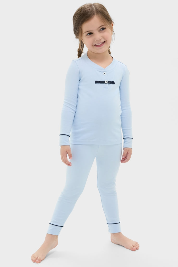 Light Blue Pima Cotton Arien Kid's Pajama Set