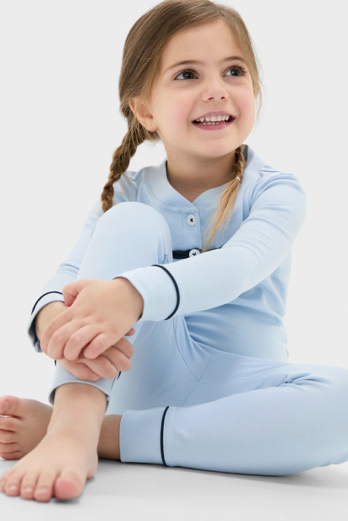 Light Blue Pima Cotton Arien Kid's Pajama Set
