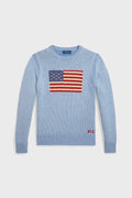Long-Sleeve Combed Cotton Flag Crewneck Sweater