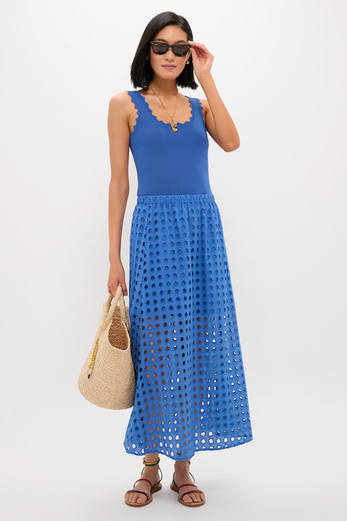 Cobalt Blue Cotton Eyelet Eve Skirt