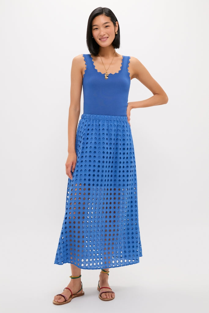 Cobalt Blue Cotton Eyelet Eve Skirt