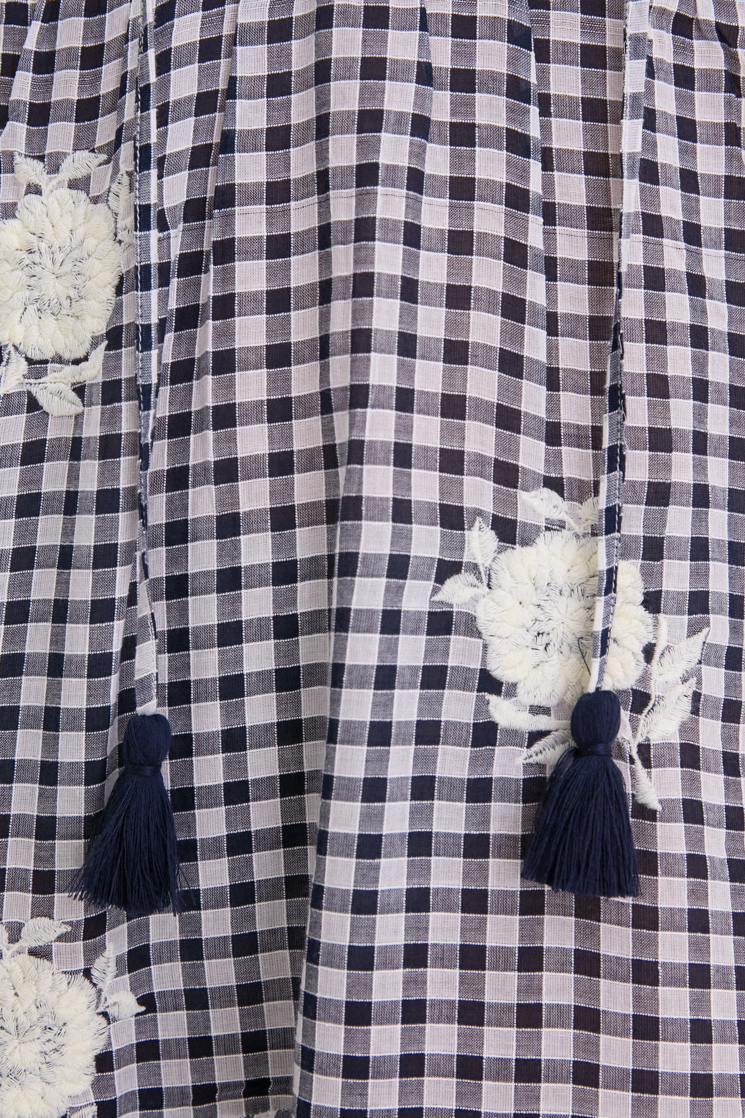 Sapphire Gingham Embroidered Sleeveless Salty Paloma Caftan