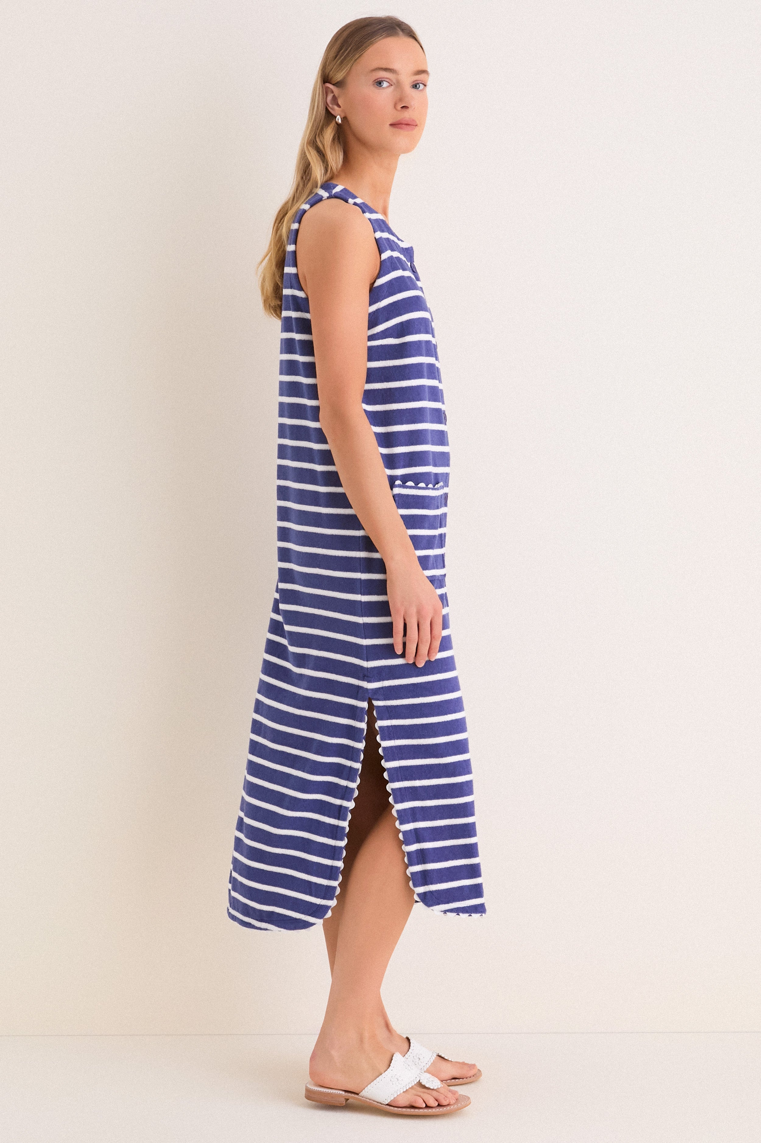 Navy and White Stripe Bermuda Terrycloth Caftan