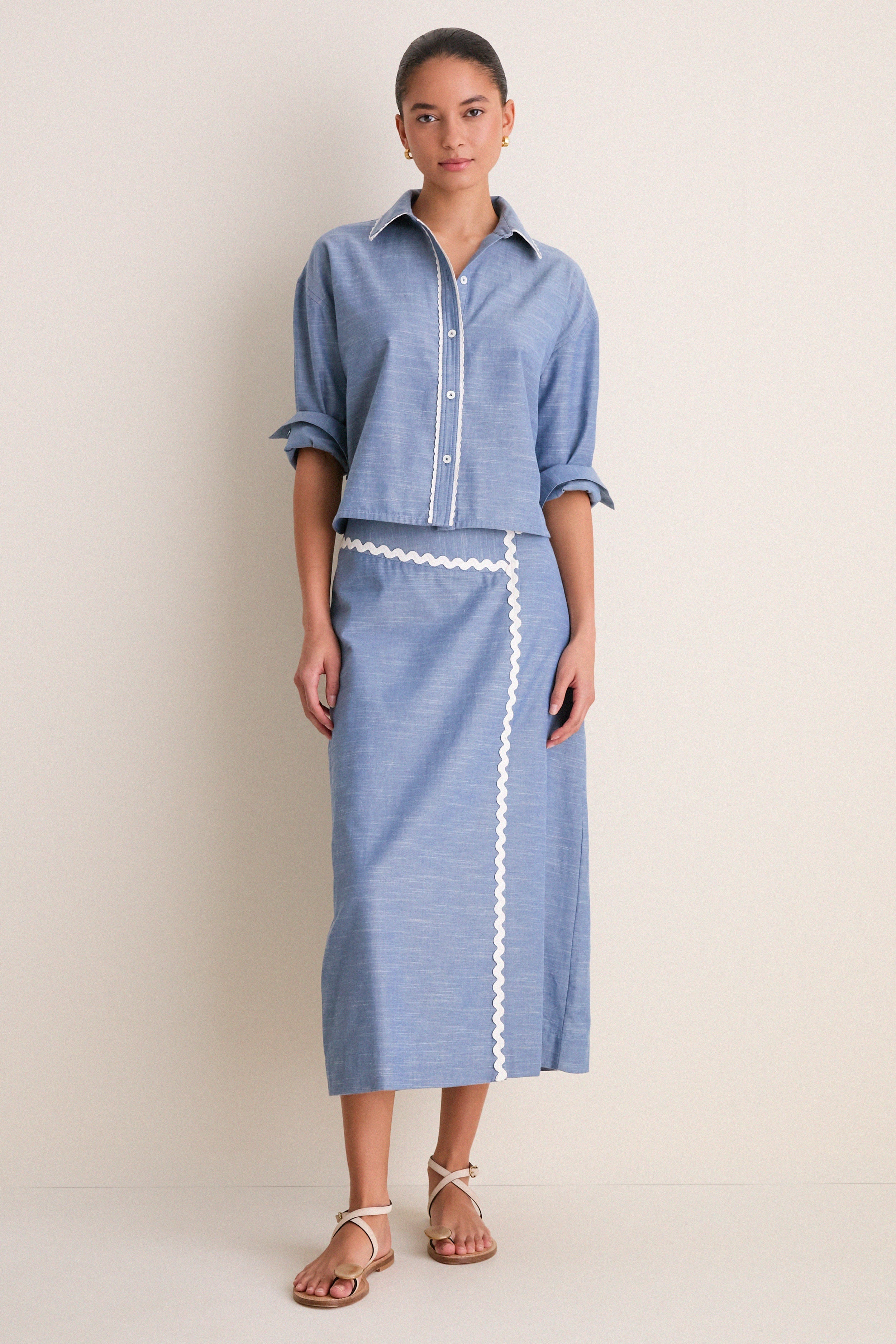 Chambray Ric Rac Marcy Maxi Skirt