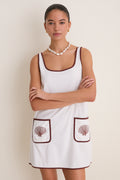 Blanc Shell Embroidered Terrycloth Dress Coverup