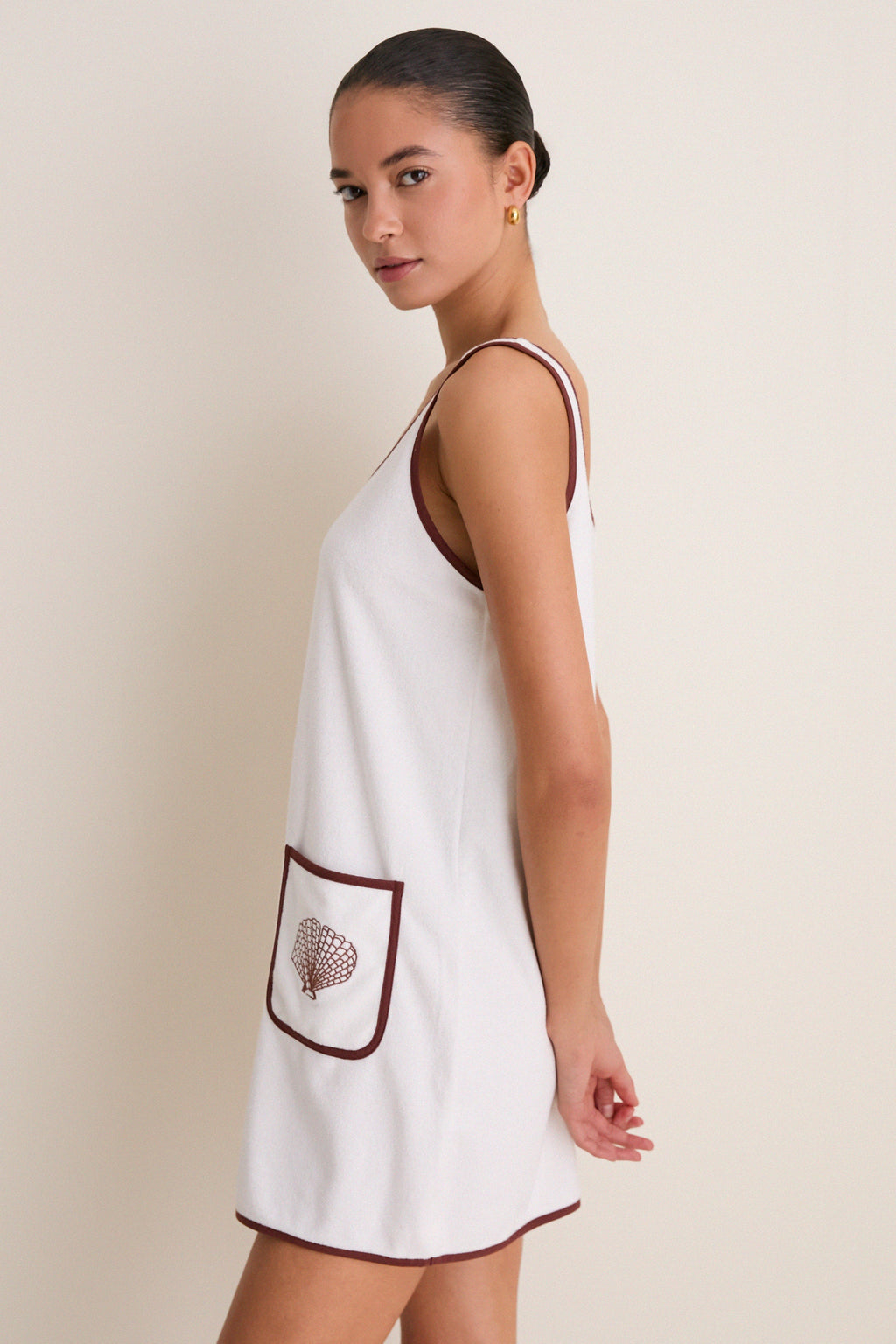 Blanc Shell Embroidered Terrycloth Dress Coverup