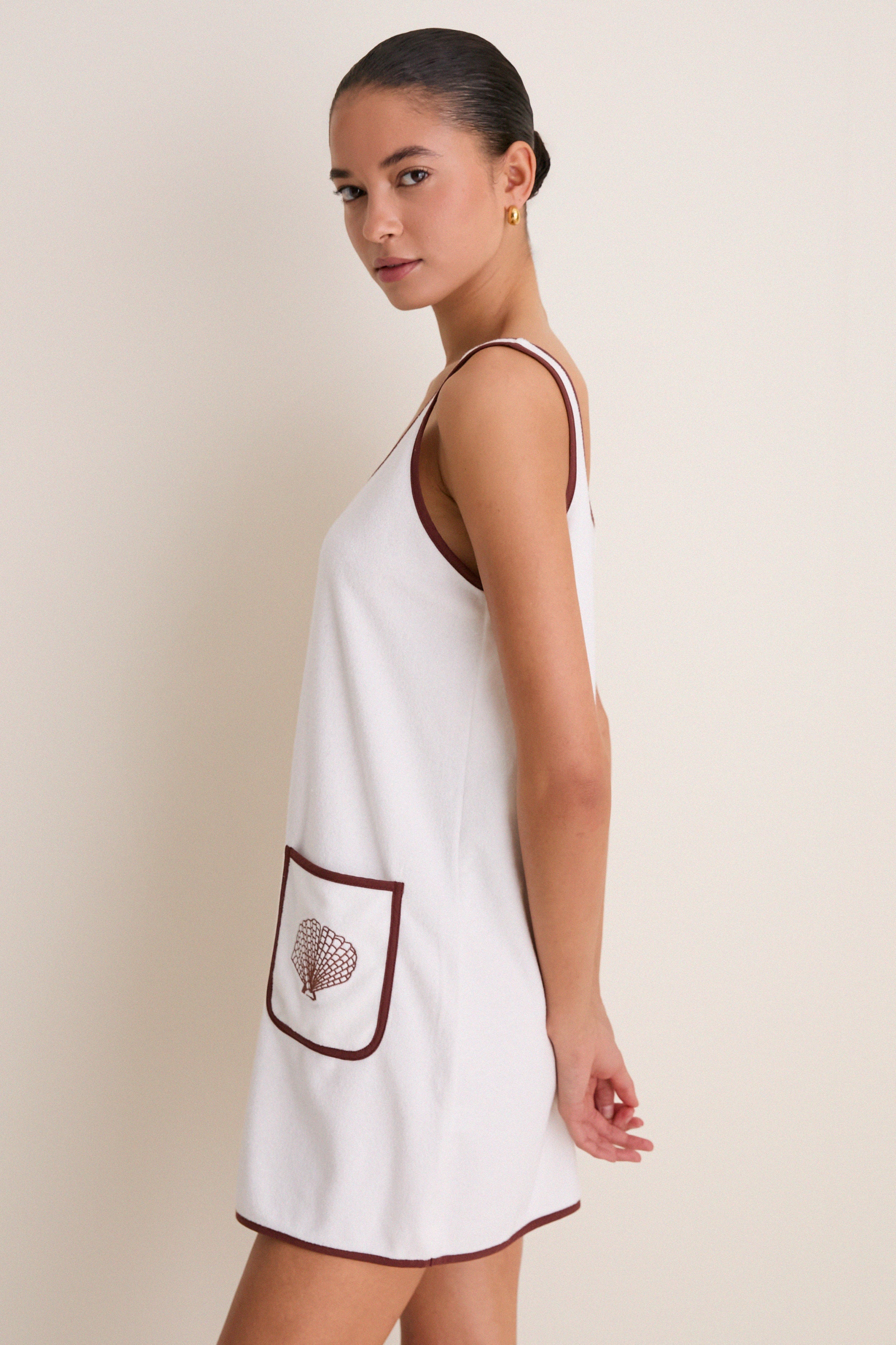 Blanc Shell Embroidered Terrycloth Dress Coverup