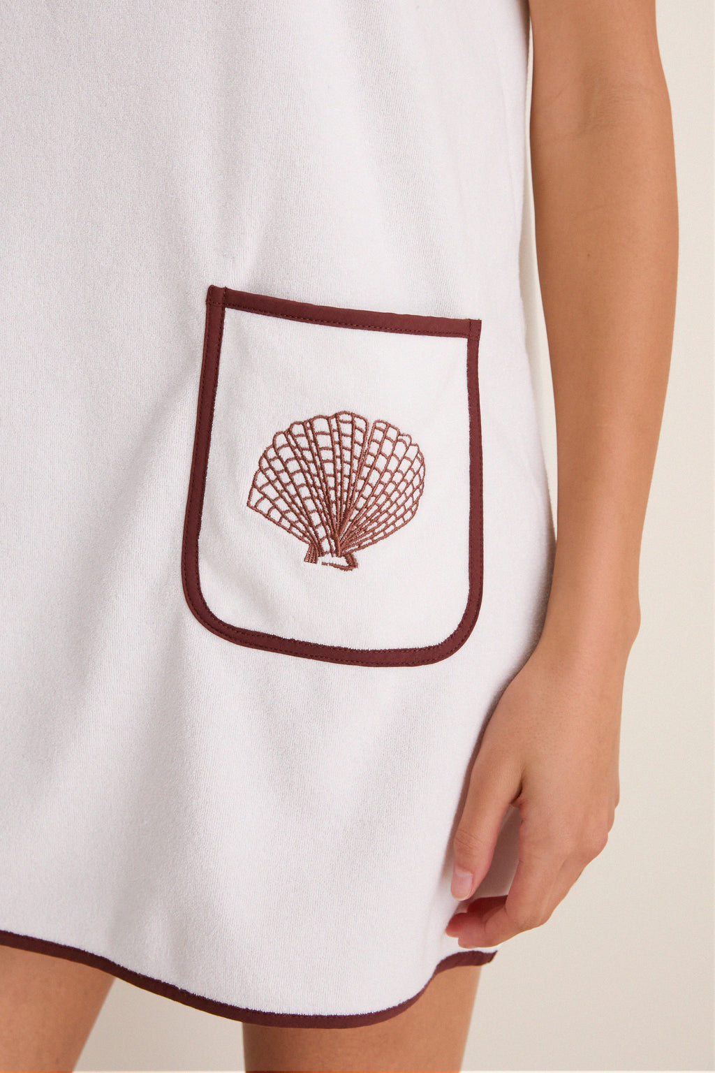 Blanc Shell Embroidered Terrycloth Dress Coverup
