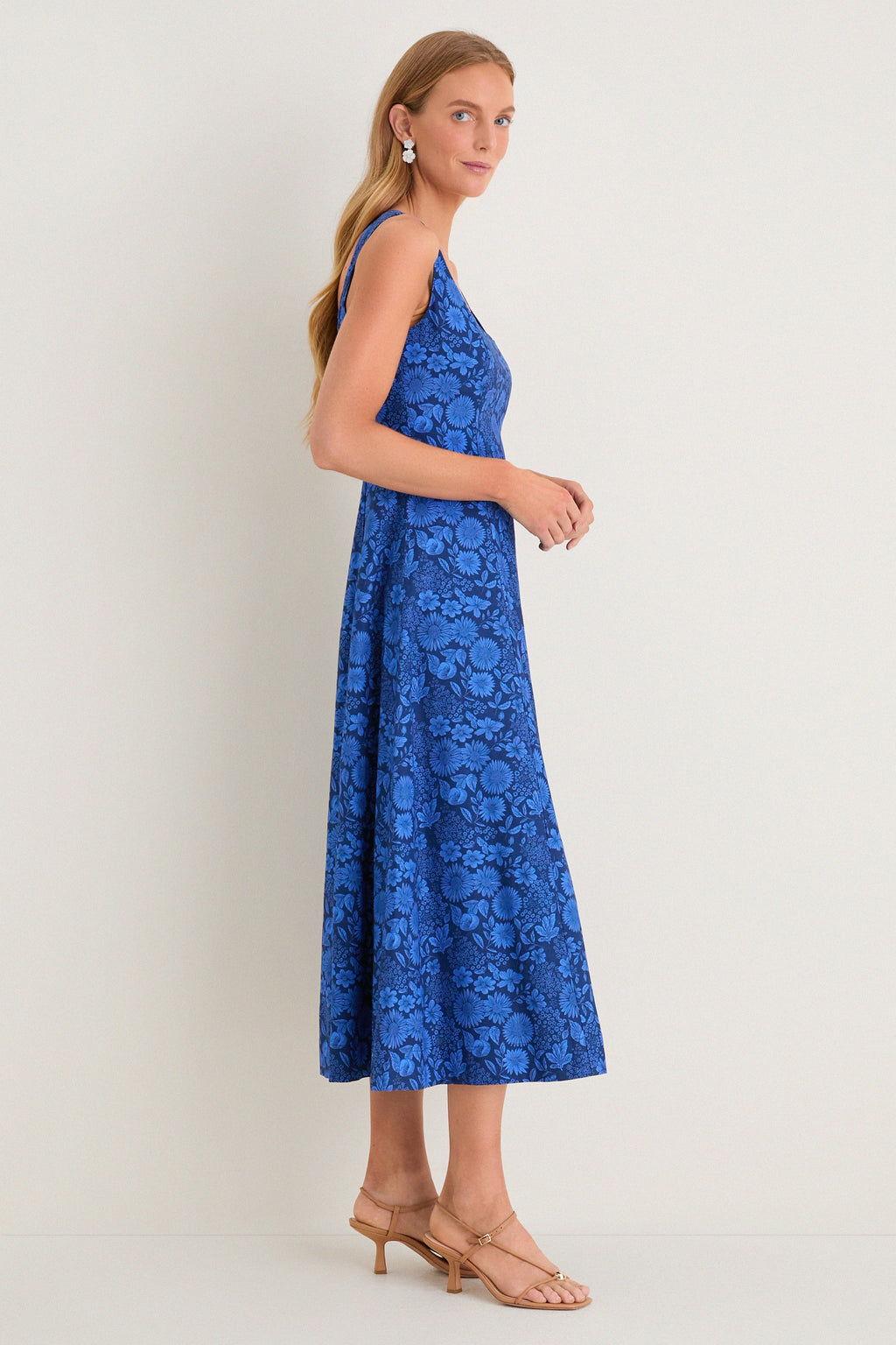 Cobalt Blue Dahlia Floral Catie Dress