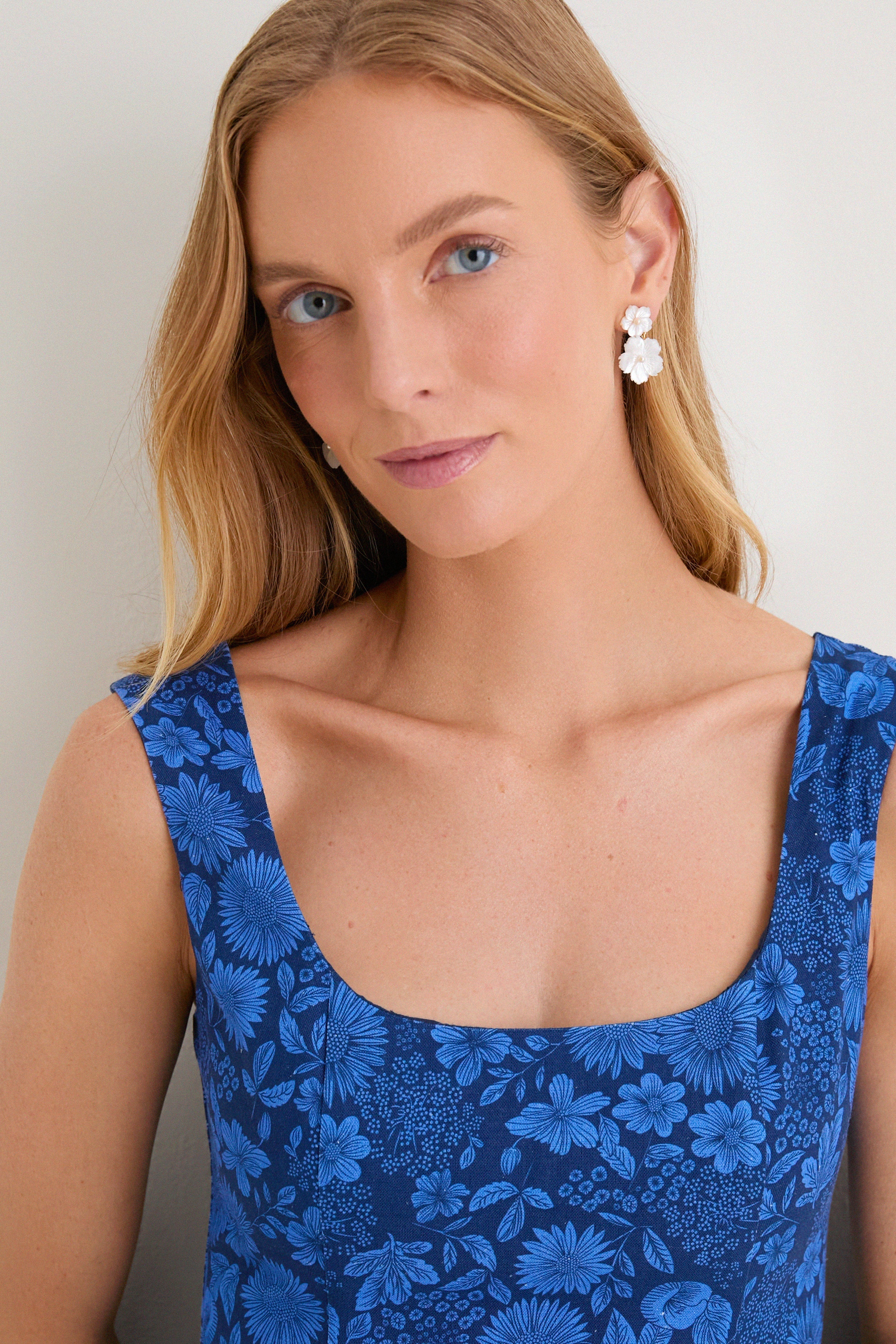 Cobalt Blue Dahlia Floral Catie Dress