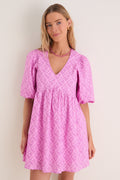 Pink Trellis Floral Patty Mini Dress