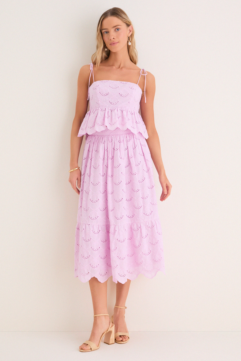 Lilac Eyelet Carter Midi Skirt