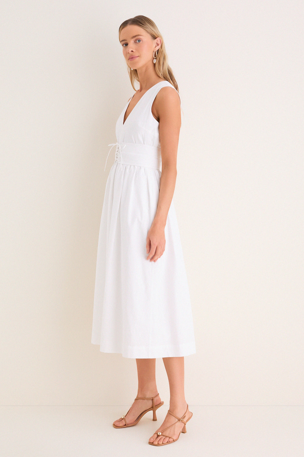 White Marylin Lace-Up Maxi Dress