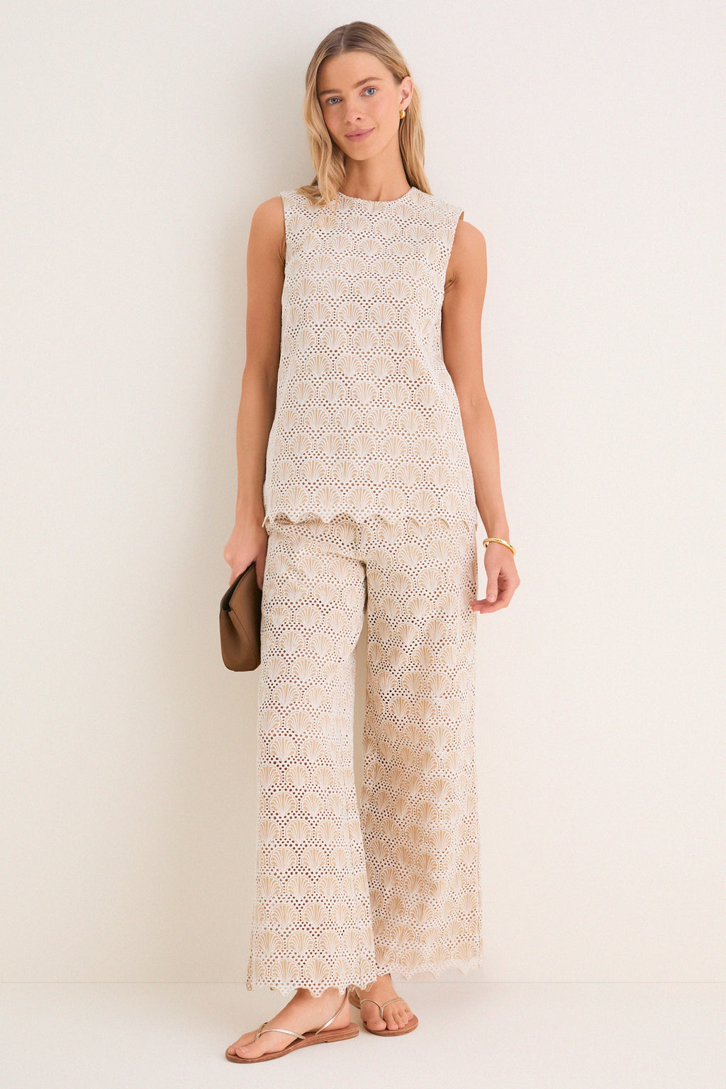 Tan Seashell Eyelet Shelly Pants