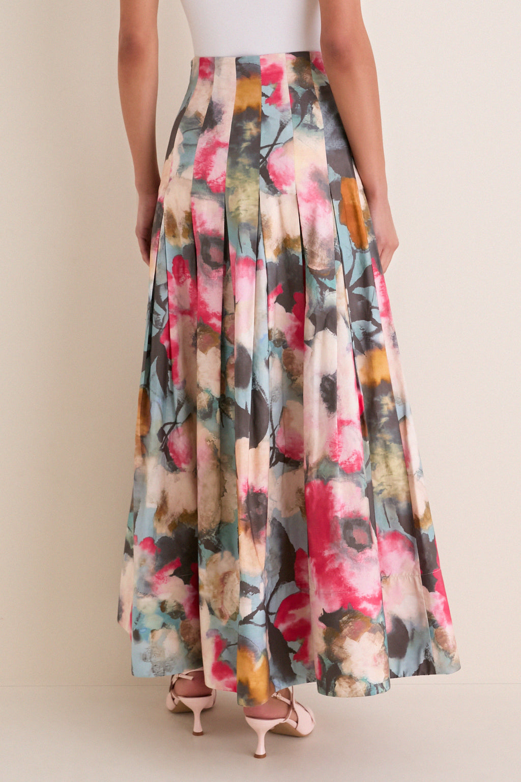 Mist Multi Floral Printed Cotton Full Skirt