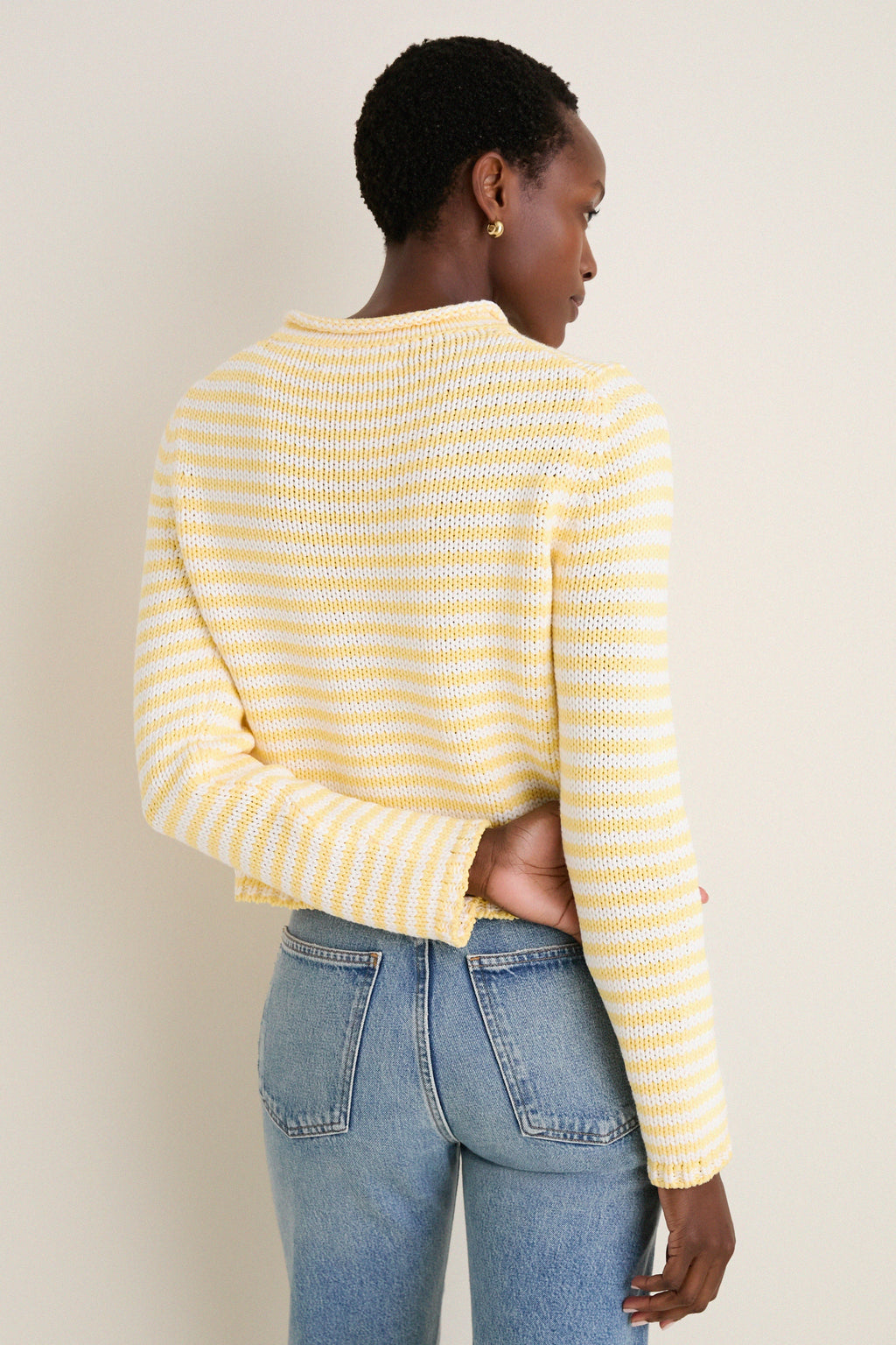Sunshine and Cream Fine Stripe Mini Marina Sweater