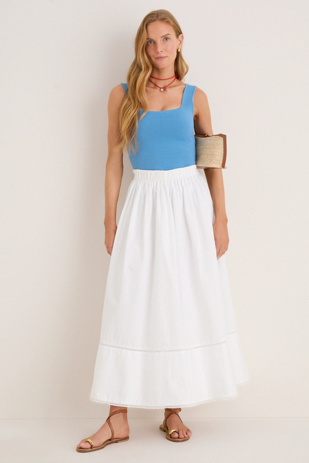 White Cotton Poplin Nicole Circle Skirt