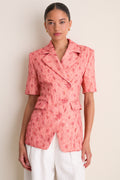 Lantana Shibori Organza Short Sleeve Blazer