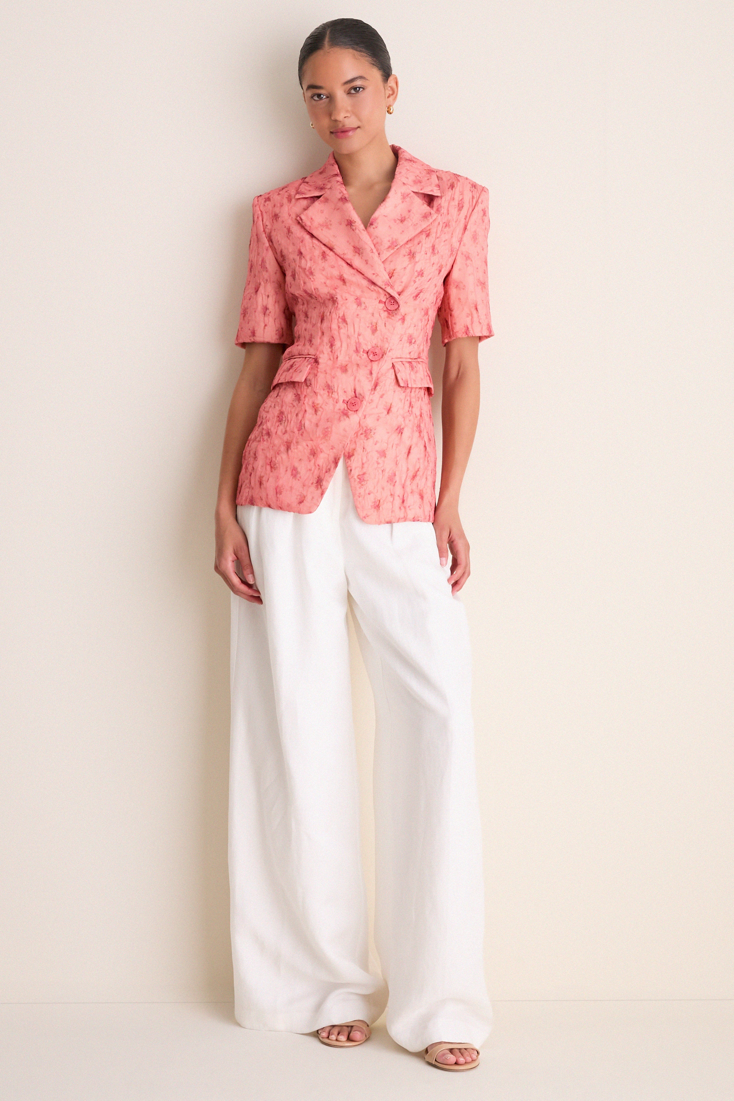 Lantana Shibori Organza Short Sleeve Blazer