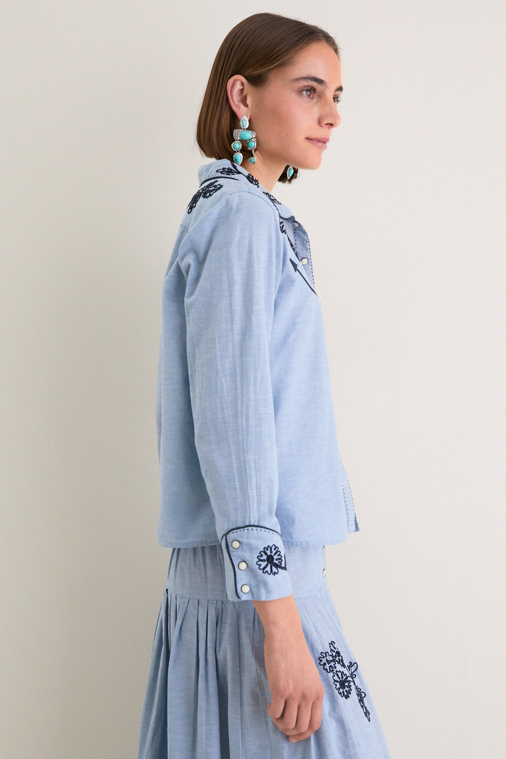 The Chambray Embroidered Western Shirt