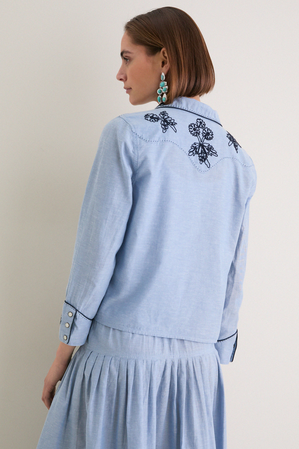 The Chambray Embroidered Western Shirt