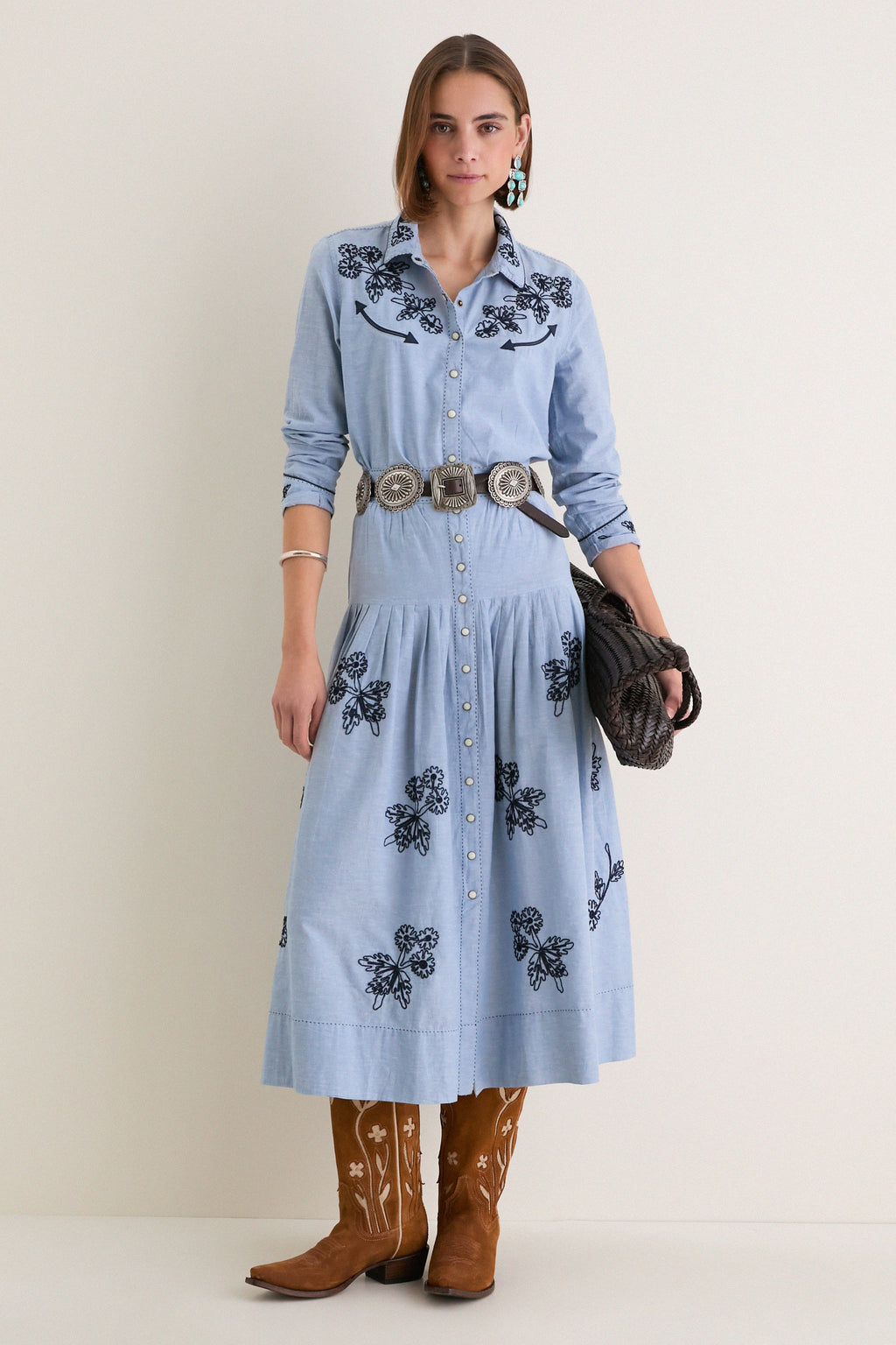 The Chambray Embroidered Western Shirt
