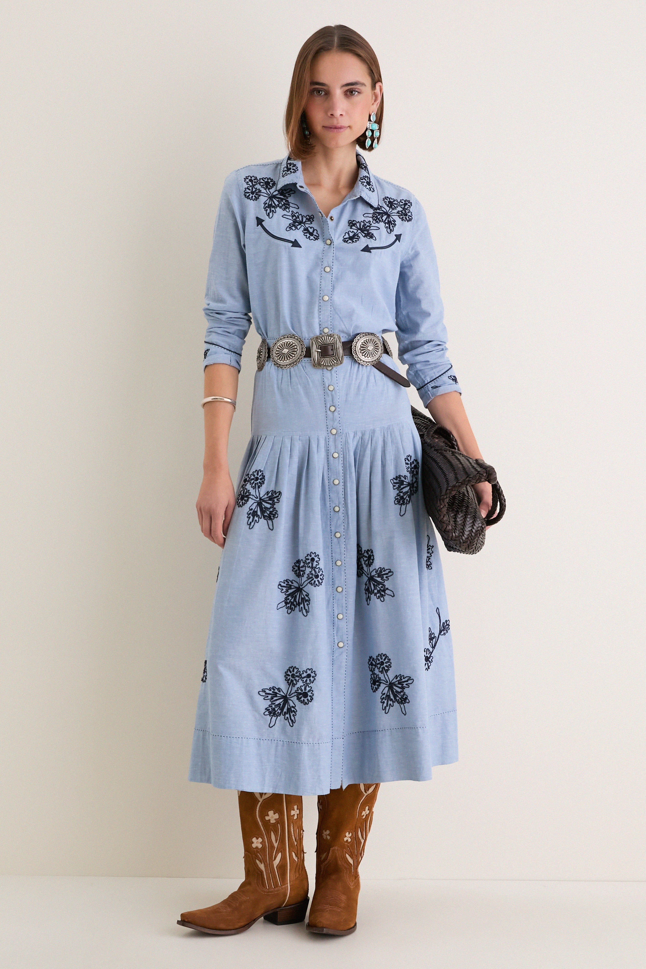 The Chambray Embroidered Western Shirt