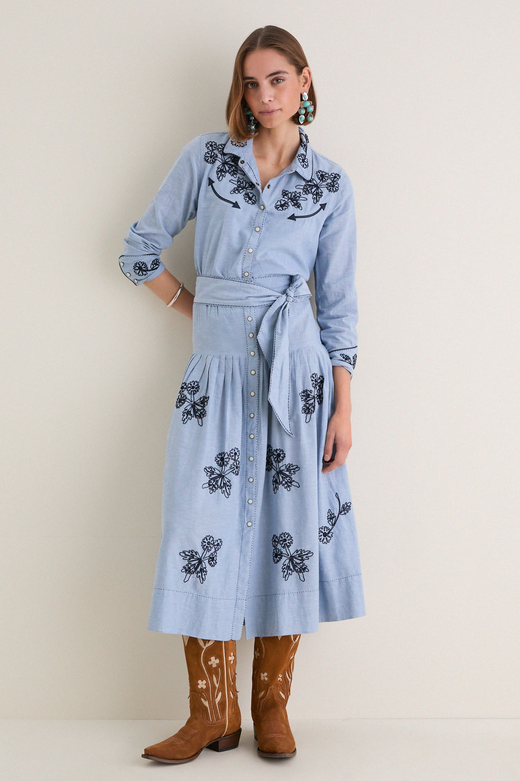 The Chambray Embroidered Western Shirt