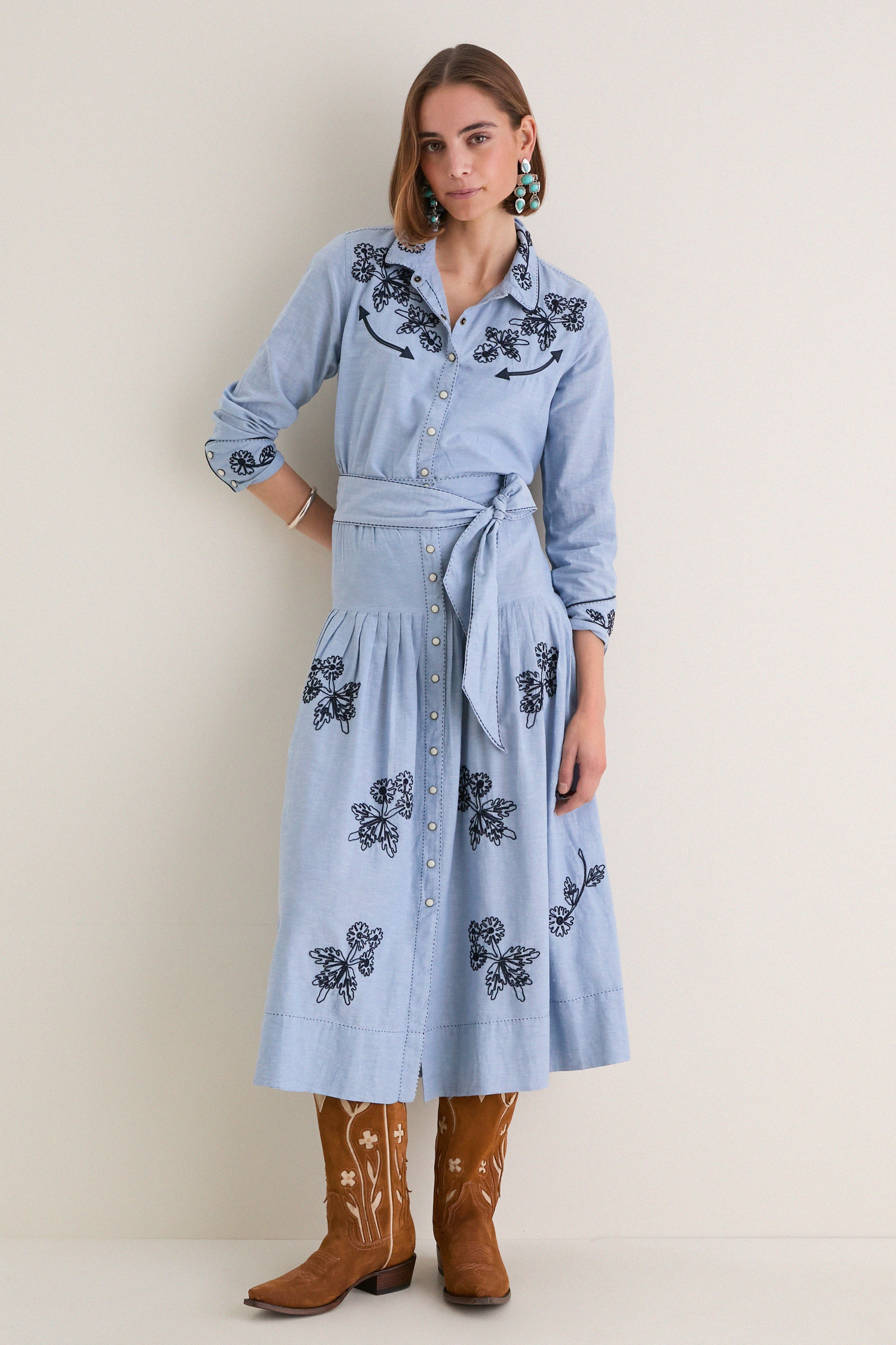 The Chambray Embroidered Western Shirt