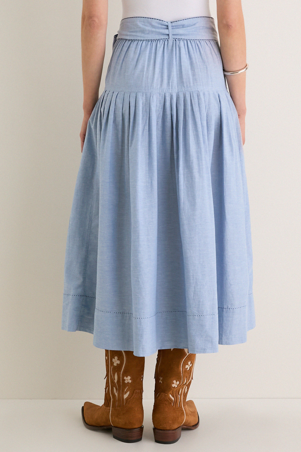 The Chambray Embroidered Highland Skirt