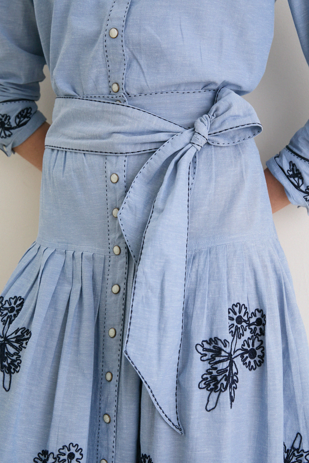 The Chambray Embroidered Highland Skirt