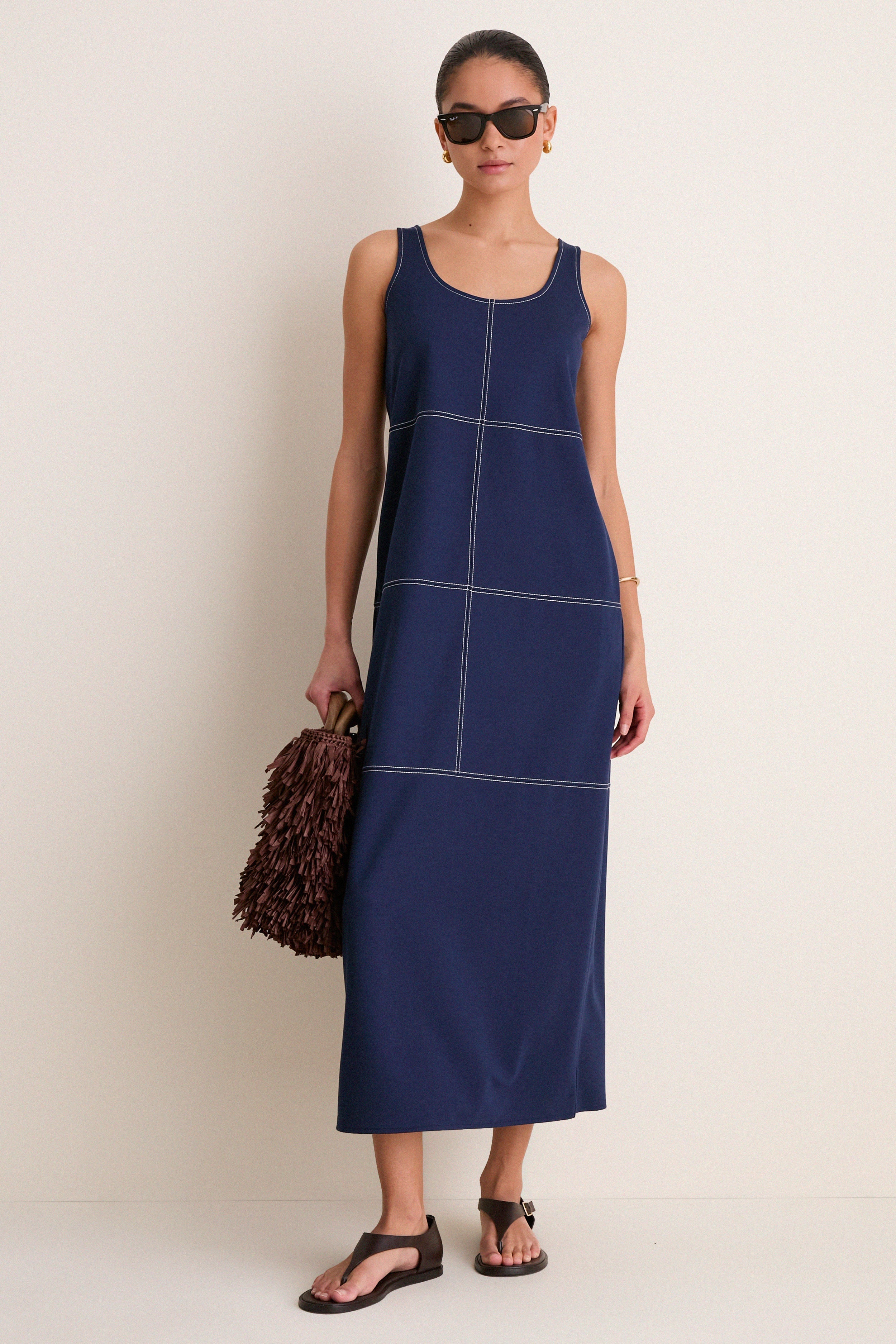 Navy Ponte Violette Column Dress