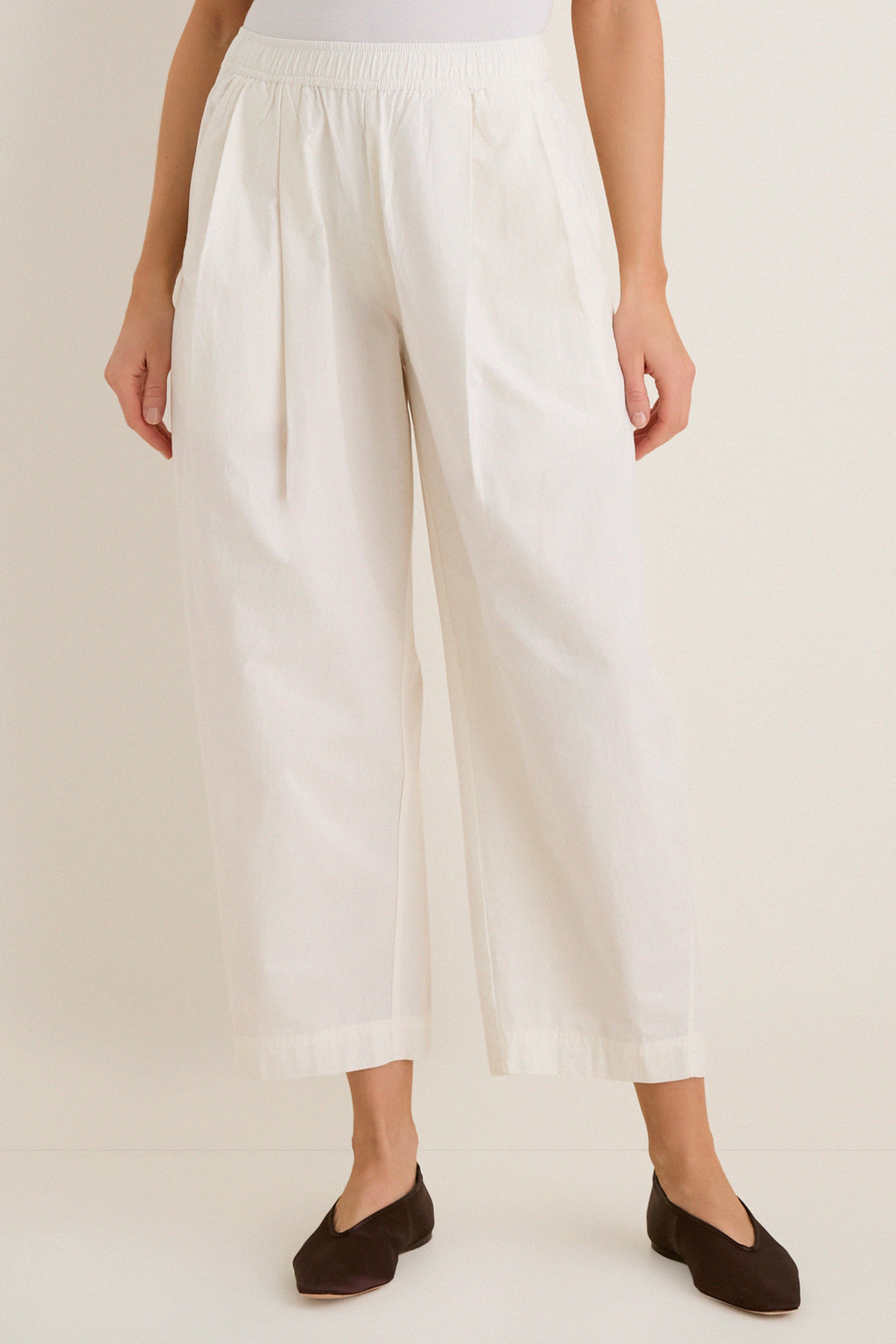 Cream Spa Pleat Pant