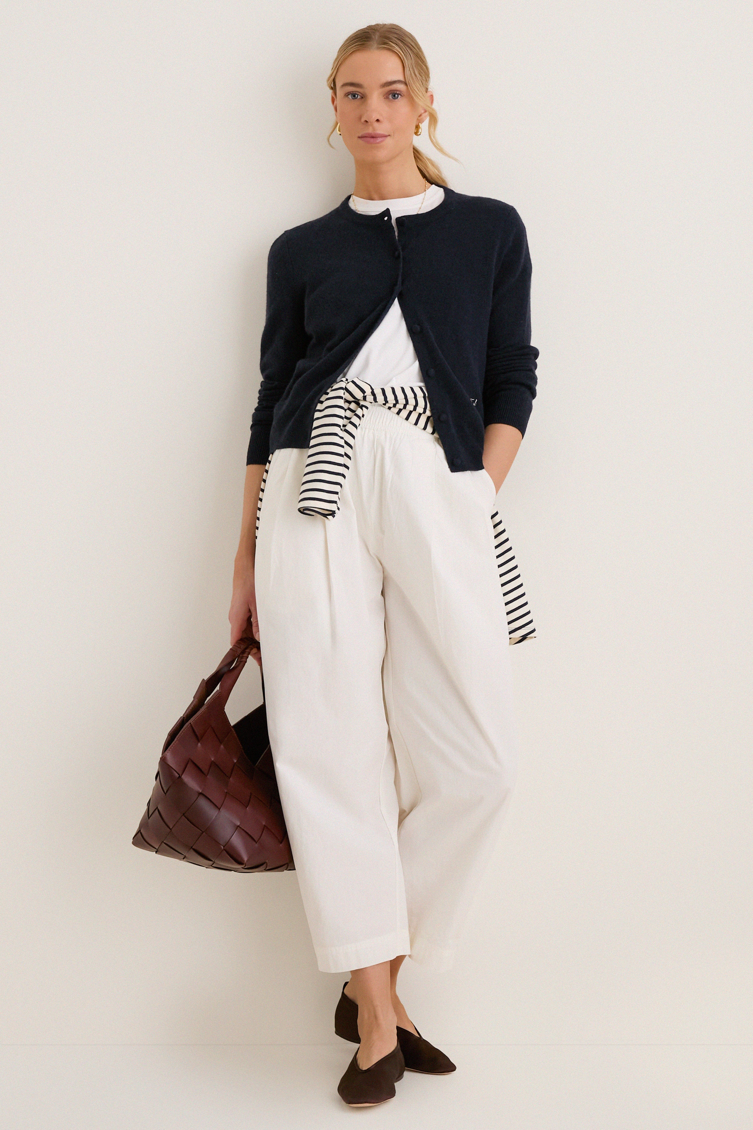 Cream Spa Pleat Pant