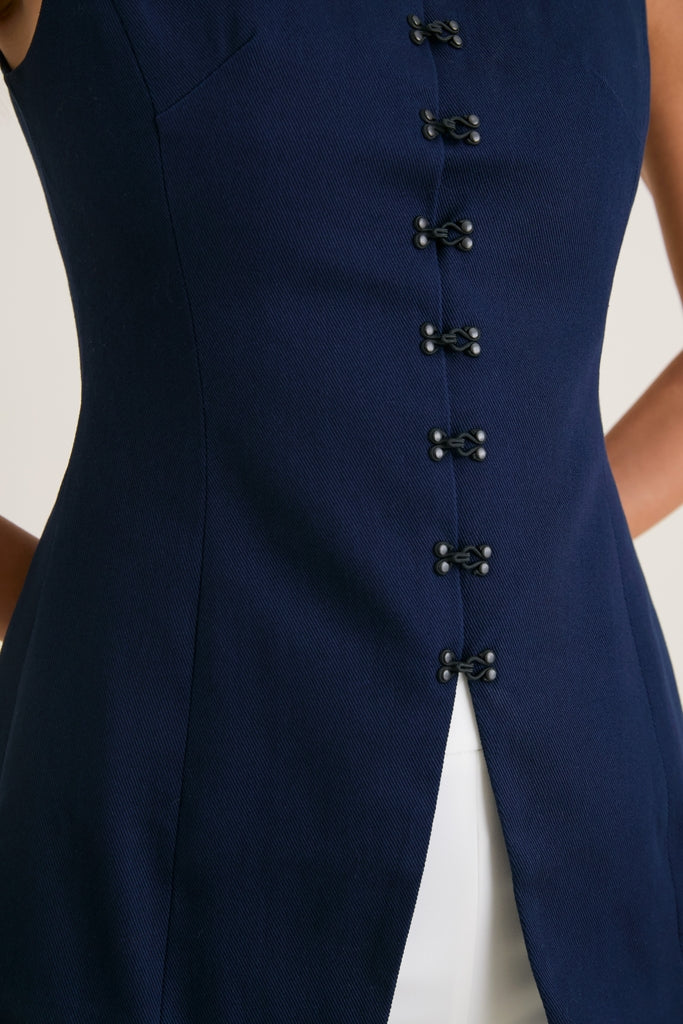 Navy Cotton Twill Duke Top
