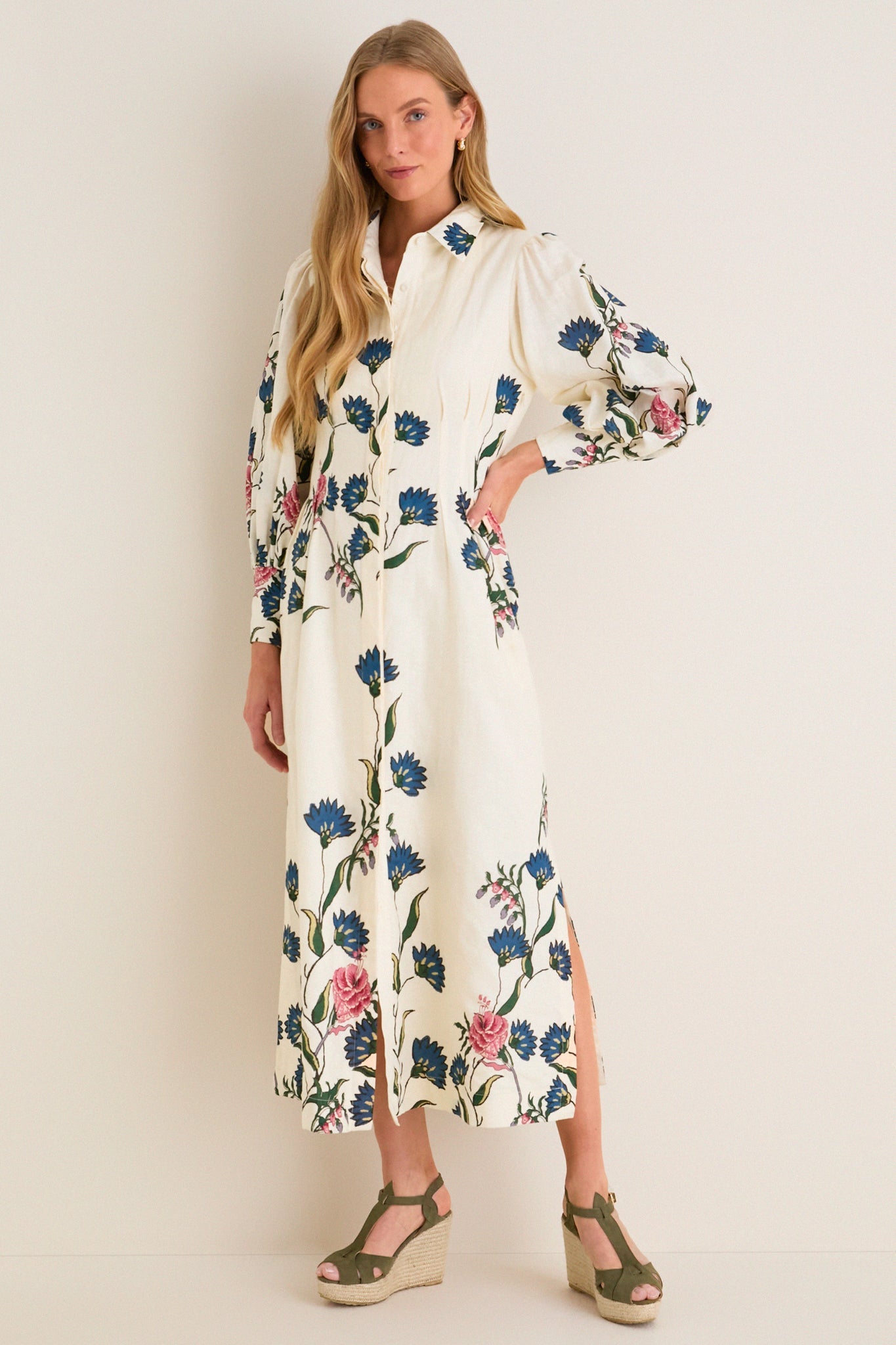 Belle Bouquet Cotton Linen Therese Dress