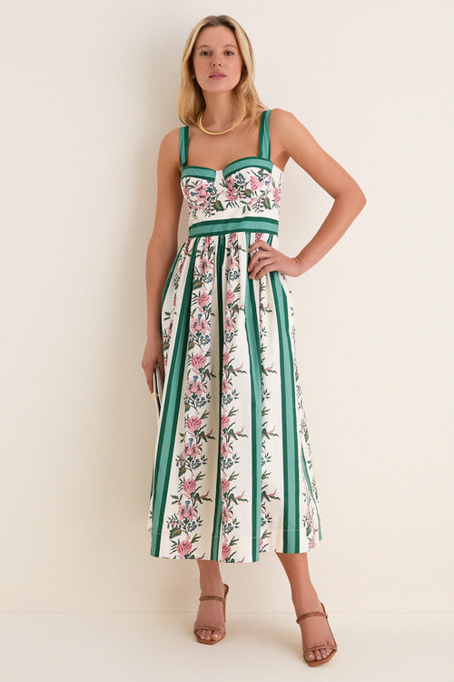Belle Bouquet Stripe Cotton Maria Dress