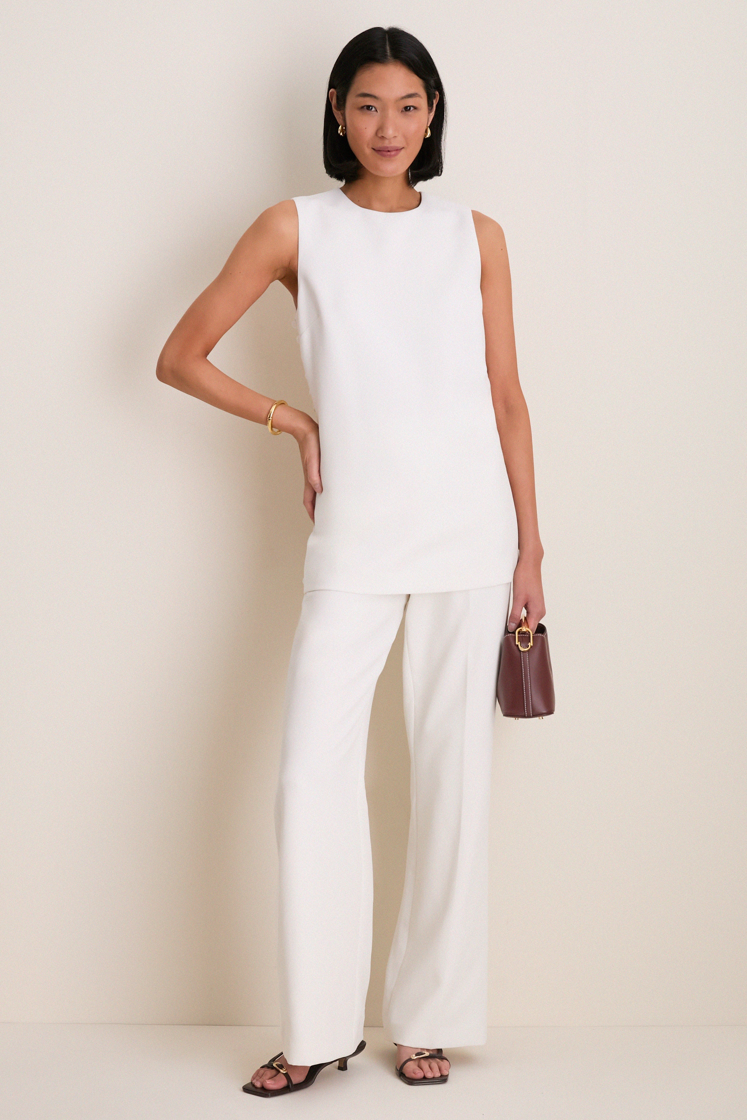 White Crepe Erin Pant