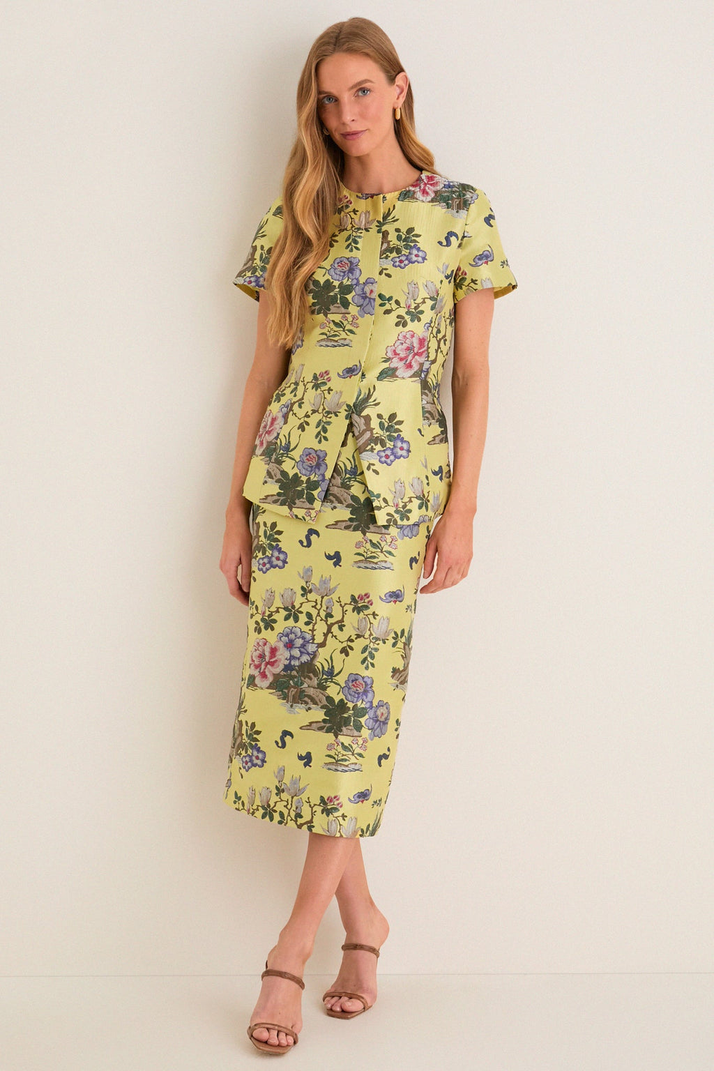 Gilded Chinoiserie Jacquard Short Sleeve Duke Top