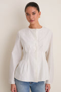 White Cotton Silk Arden Top