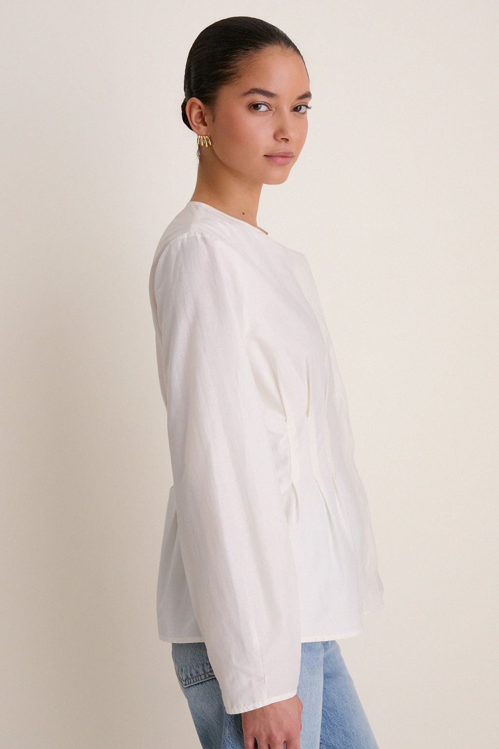 White Cotton Silk Arden Top