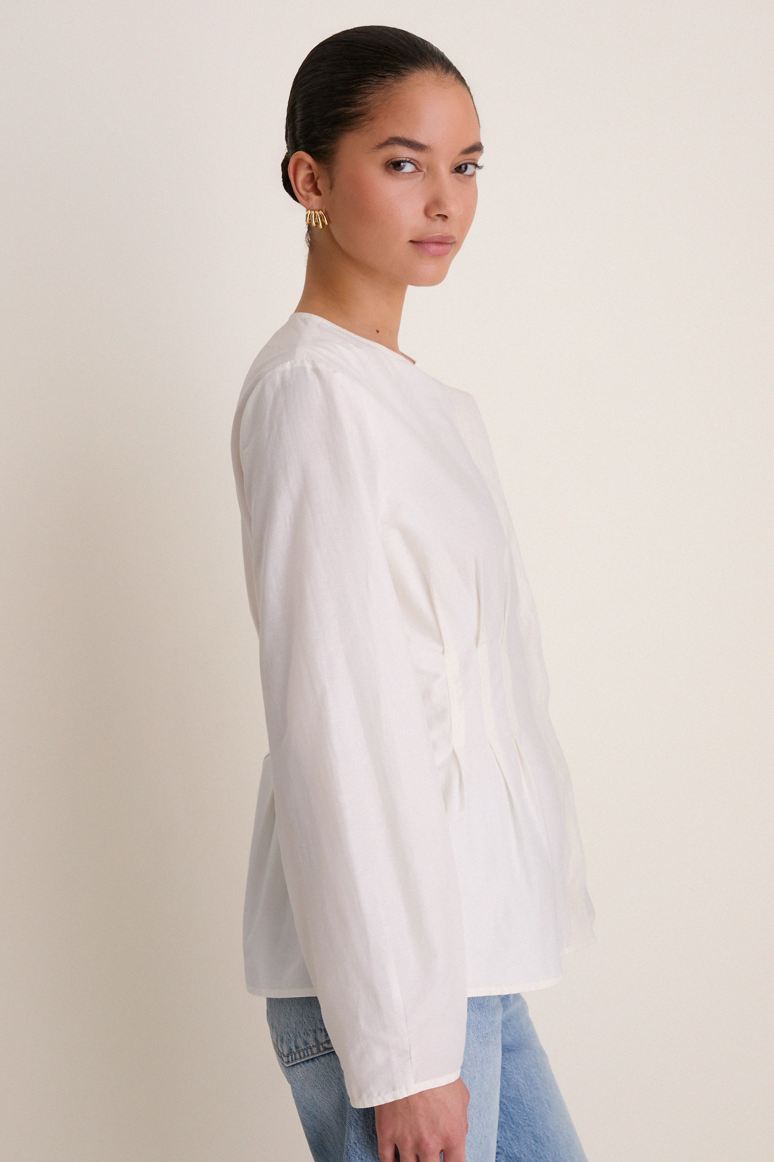 White Cotton Silk Arden Top