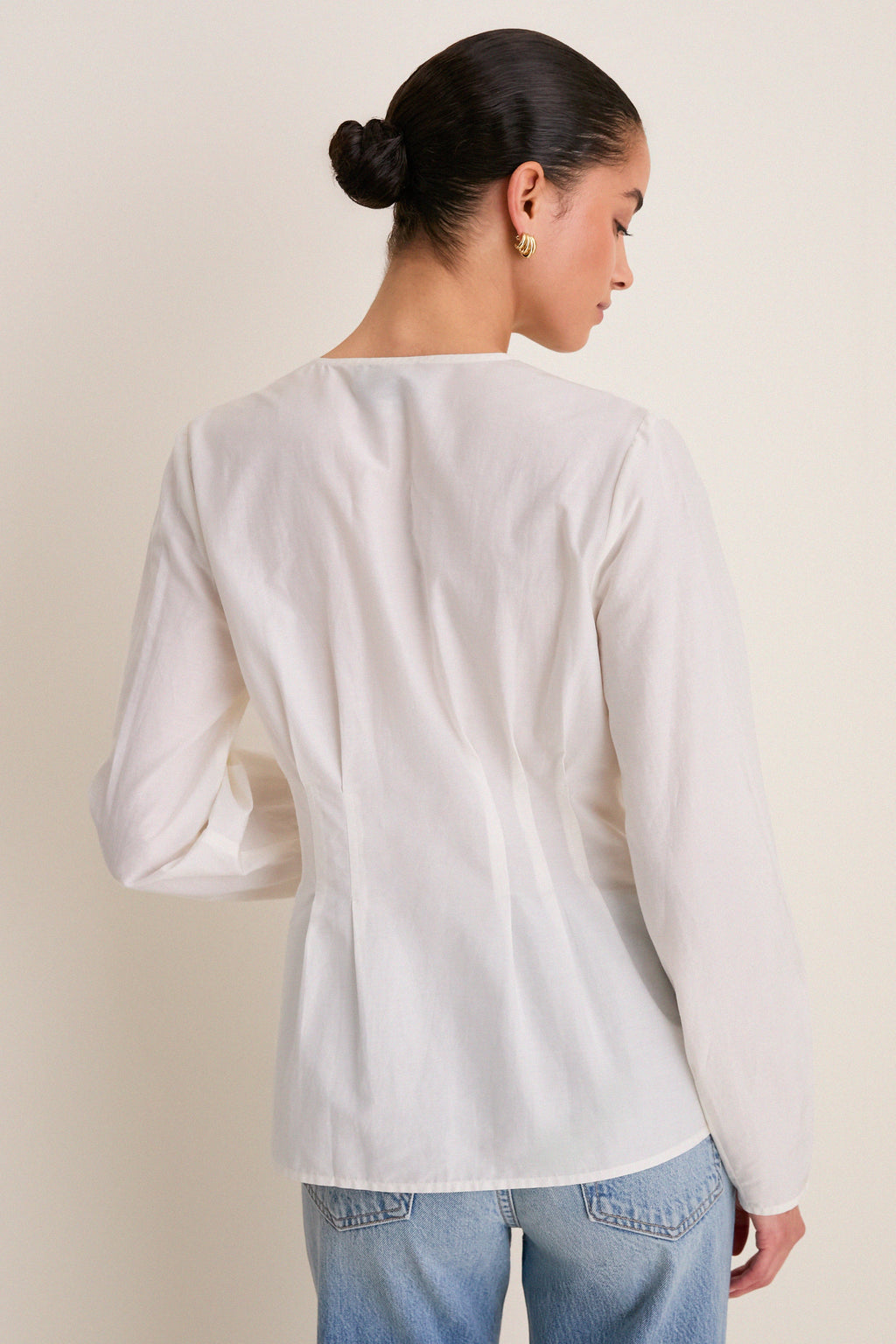 White Cotton Silk Arden Top