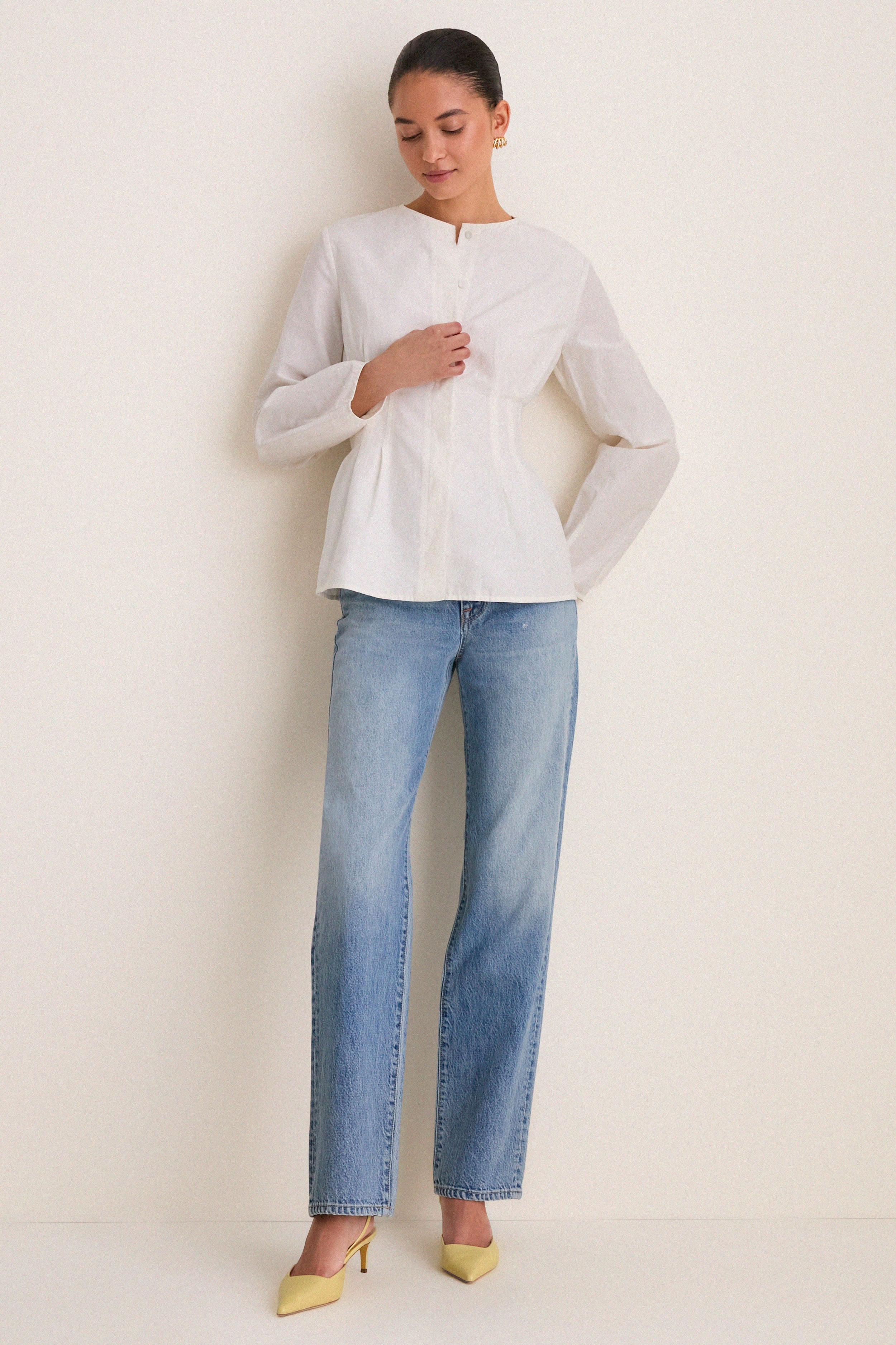 White Cotton Silk Arden Top