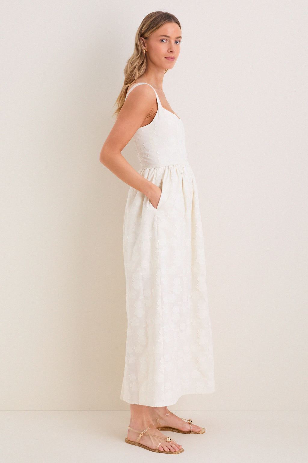 Ivory Jacquard Jour Maxi Dress