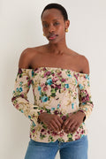 Multi Floral Tapestry Alice Off The Shoulder Blazer