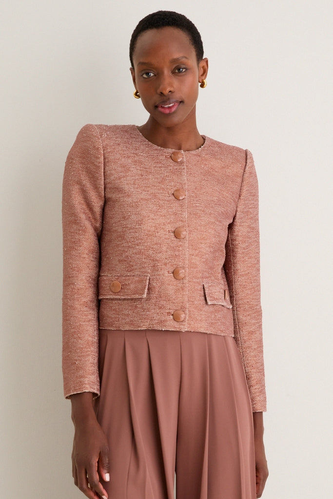 Light Auburn Zell Collarless Jacket