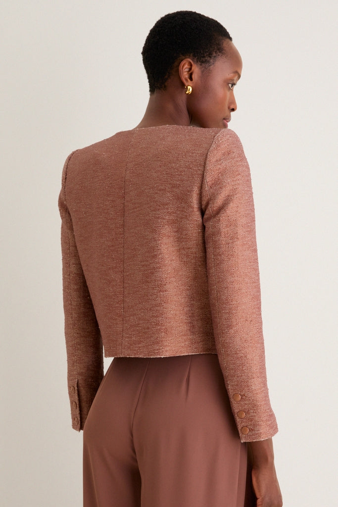 Light Auburn Zell Collarless Jacket