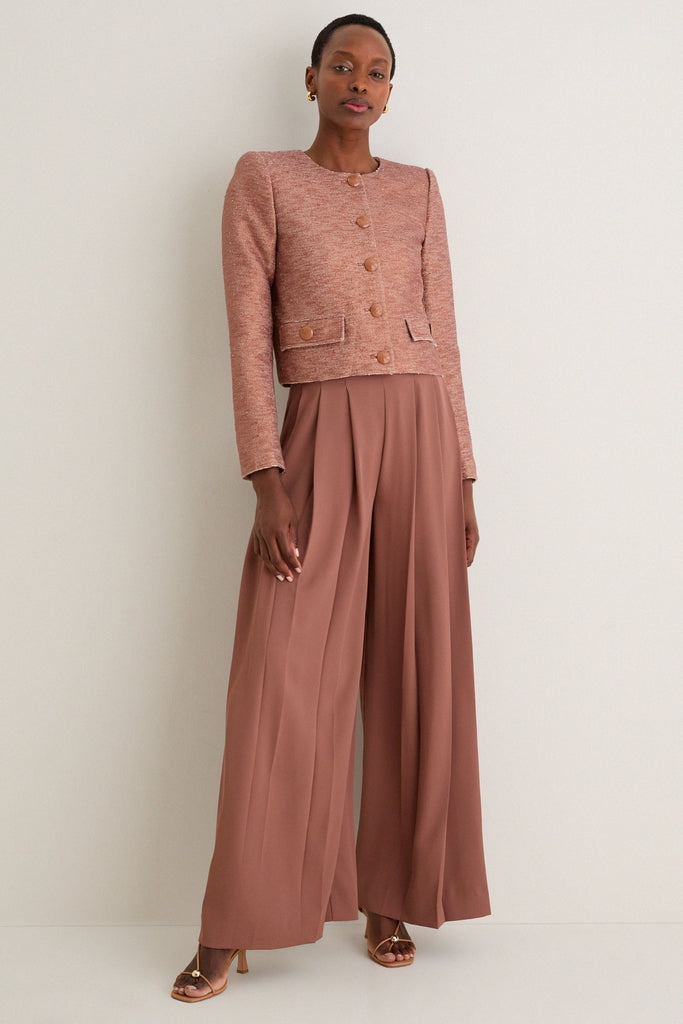 Light Auburn Zell Collarless Jacket
