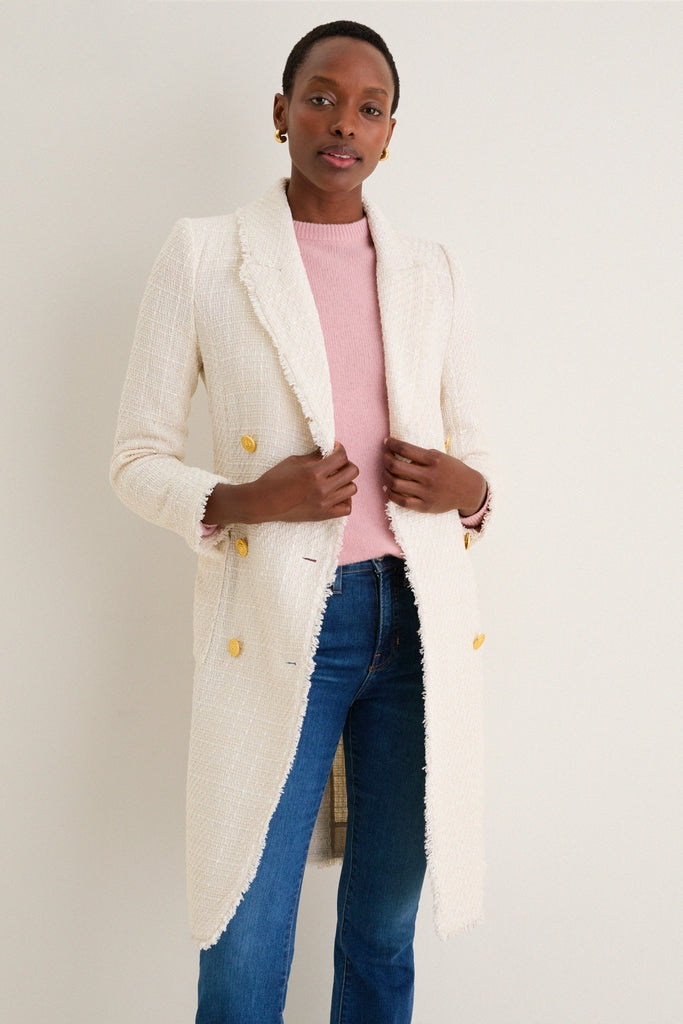 Vintage White Cooper Unlined Tweed Coat
